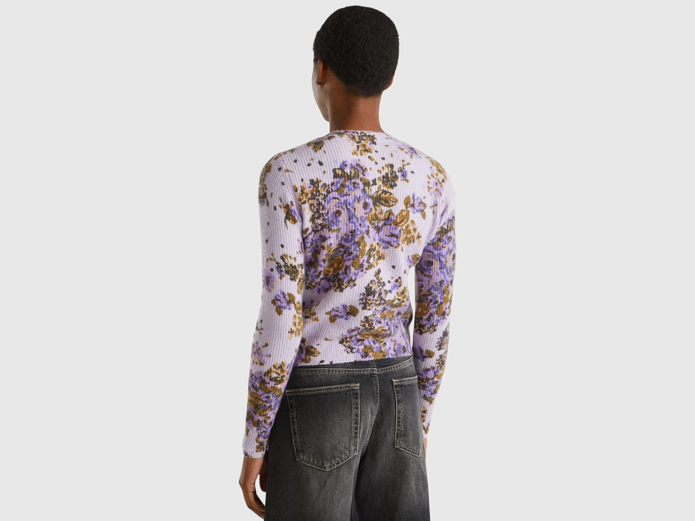 Floral cardigan in recycled yarn