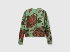 Floral cardigan in recycled yarn