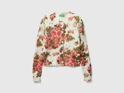 Floral cardigan in recycled yarn