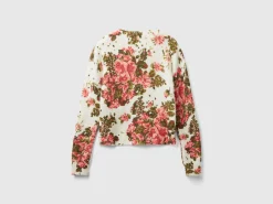 Floral cardigan in recycled yarn