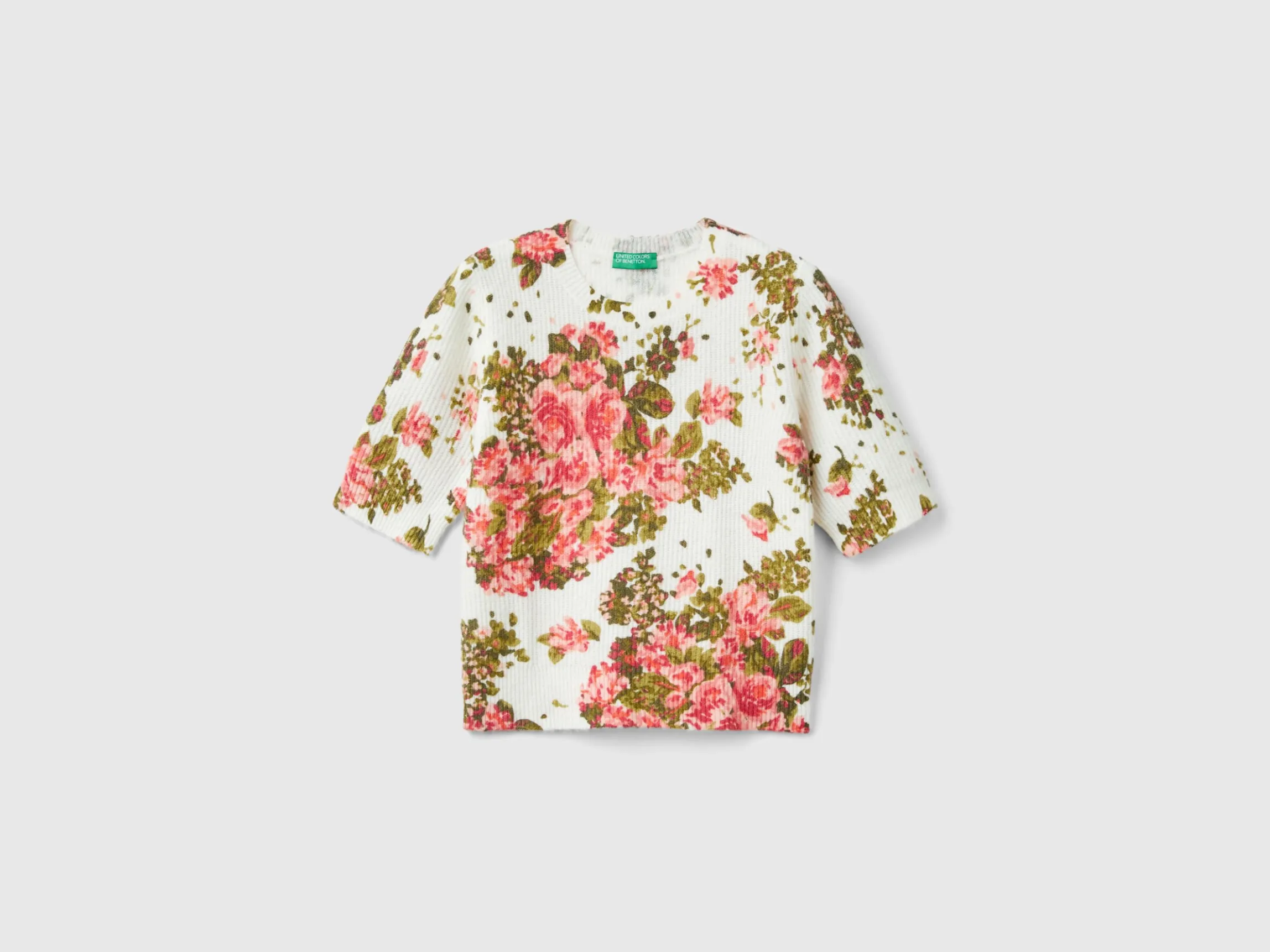 Floral sweater in recycled yarn
