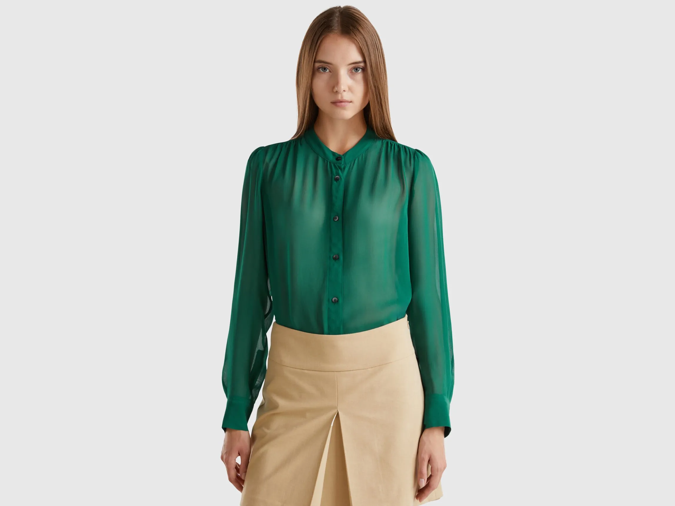 Flowy Mandarin collar shirt