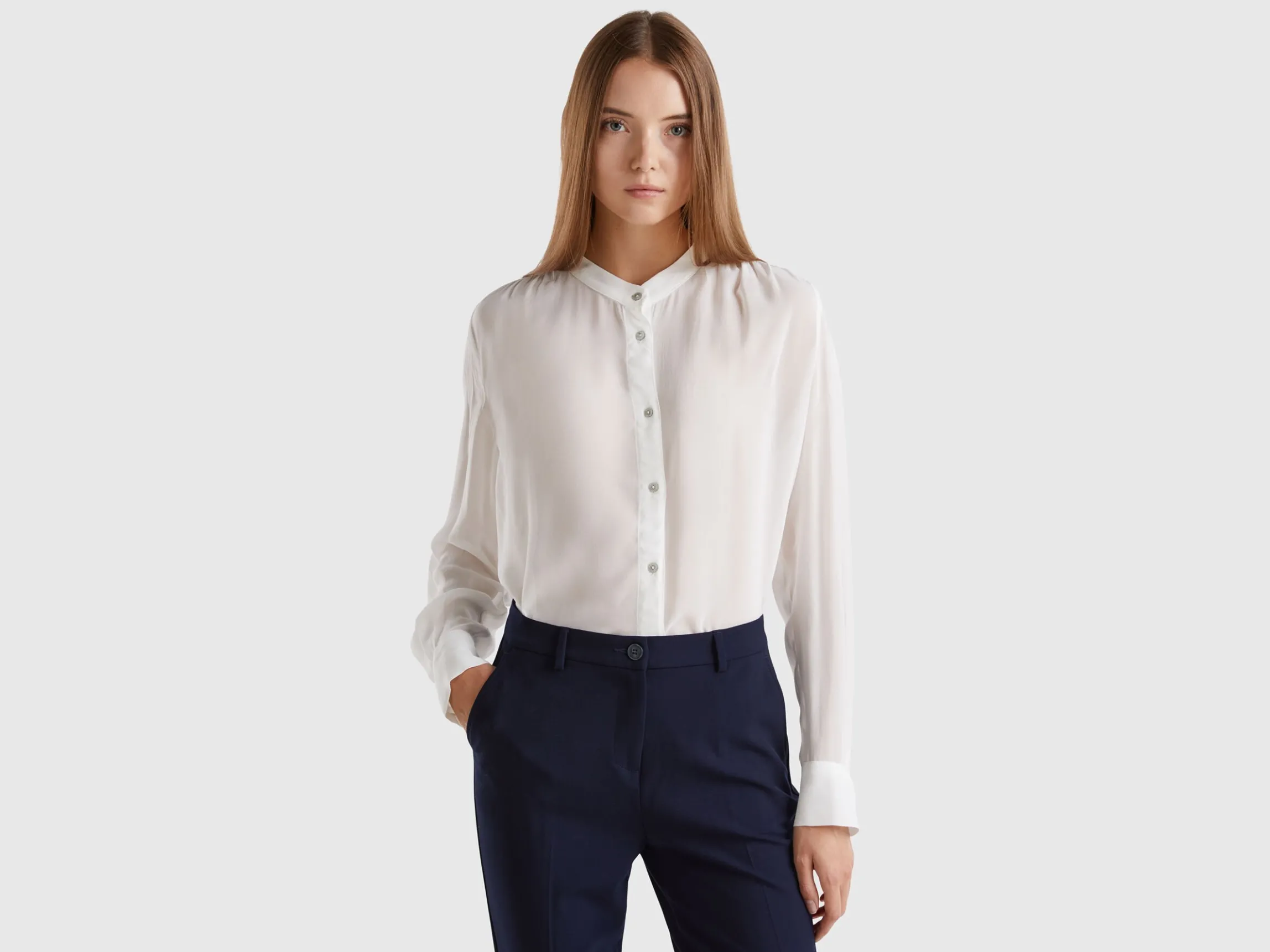 Flowy Mandarin collar shirt