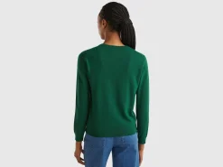Forest green cardigan in cashmere and wool blend