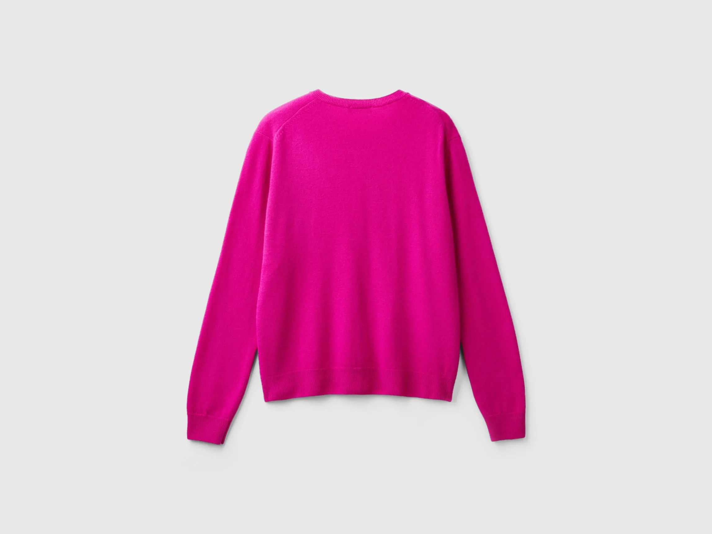 Fuchsia cyclamen crew neck cardigan in pure Merino wool