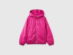 Glossy jacket with zip and hood