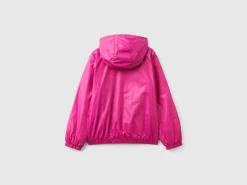 Glossy jacket with zip and hood