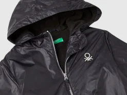Glossy jacket with zip and hood