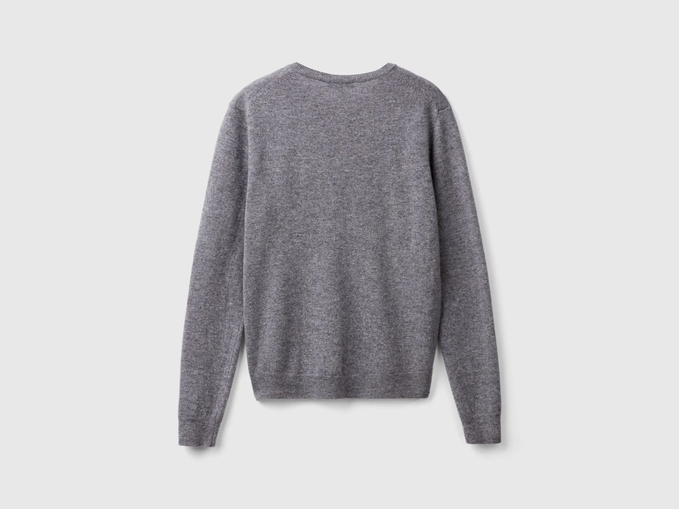 Gray crew neck cardigan in pure Merino wool