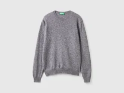 Gray crew neck sweater in Merino wool