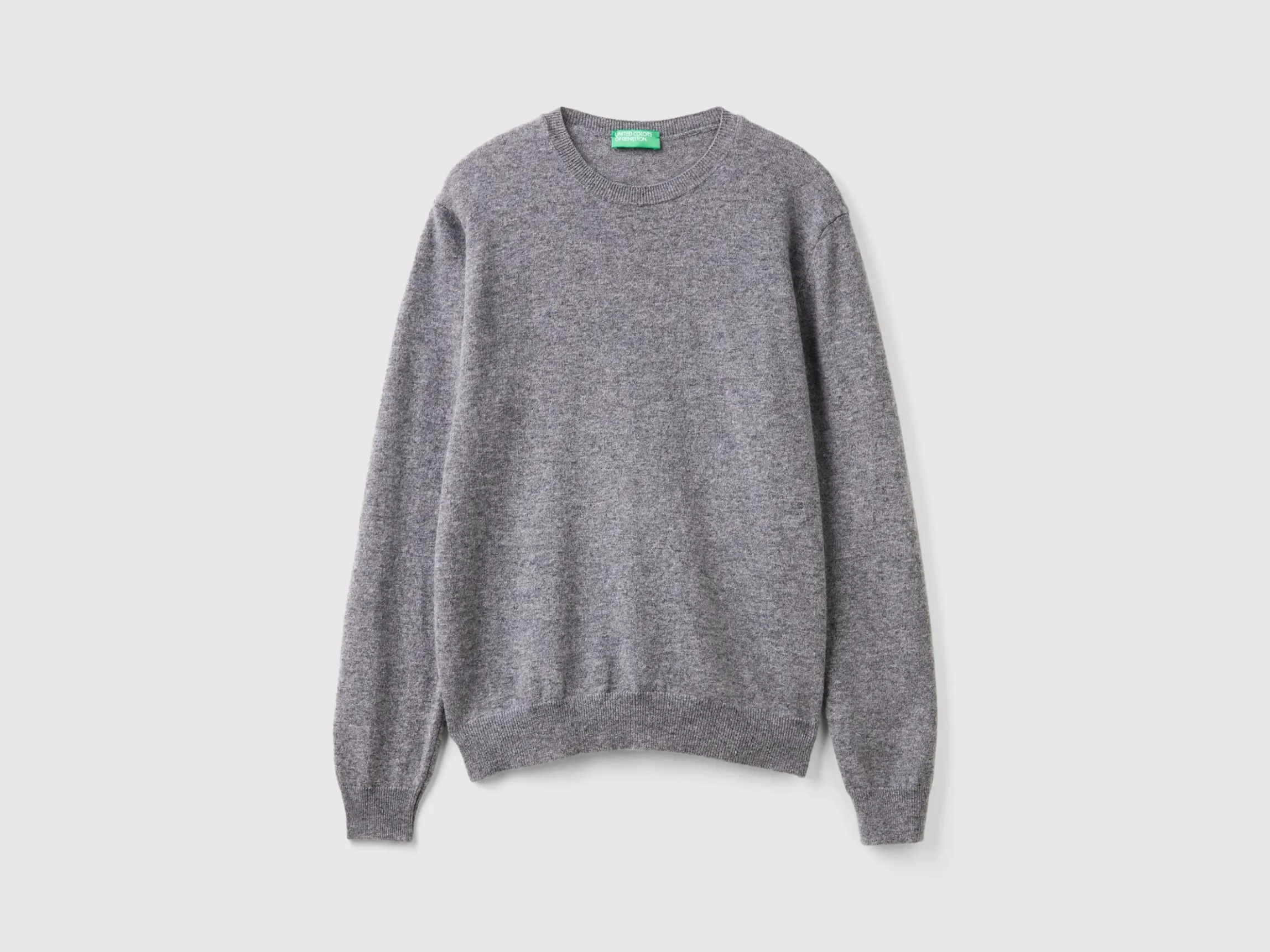 Gray crew neck sweater in Merino wool