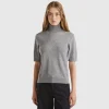 Gray short sleeve turtleneck in cashmere blend