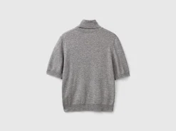 Gray short sleeve turtleneck in cashmere blend