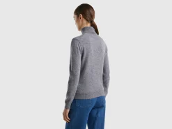 Gray turtleneck in pure Merino wool
