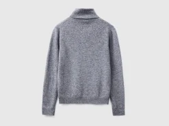 Gray turtleneck in pure Merino wool