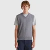 Gray vest in pure Merino wool