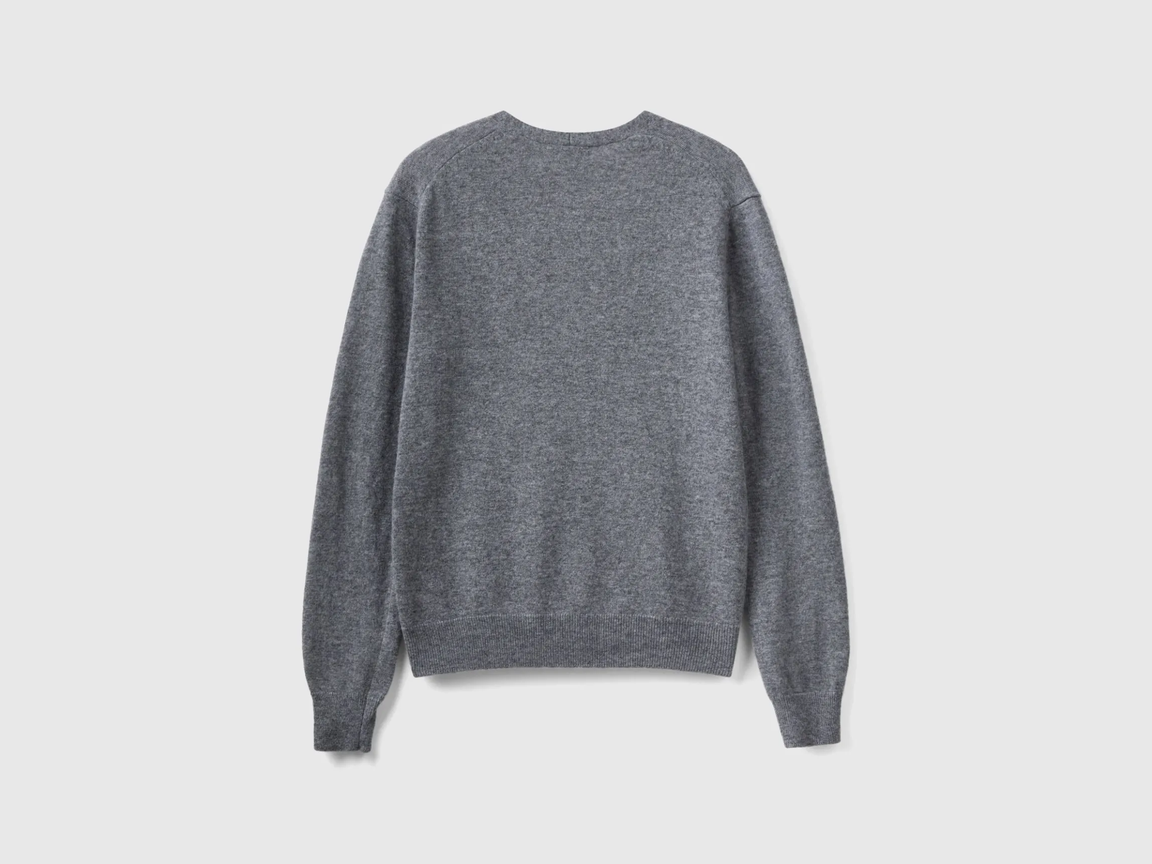 Gray V-neck cardigan in pure Merino wool