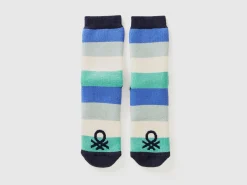 Green and blue non-slip socks