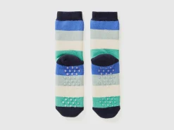 Green and blue non-slip socks