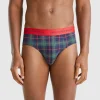 Green and blue tartan briefs