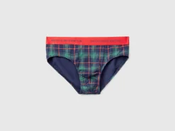 Green and blue tartan briefs