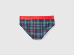 Green and blue tartan briefs
