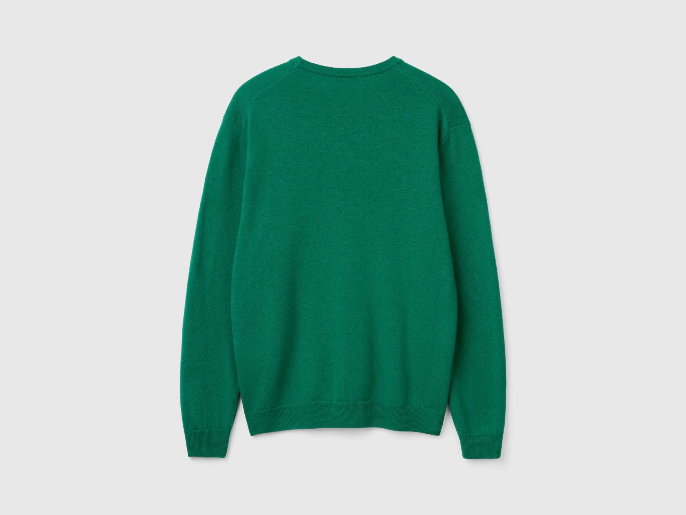 Green crew neck sweater in pure Merino wool