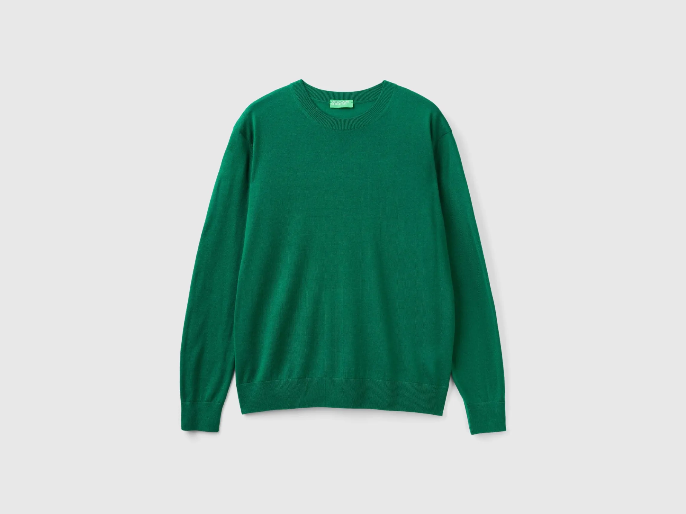 Green sweater in pure Merino wool