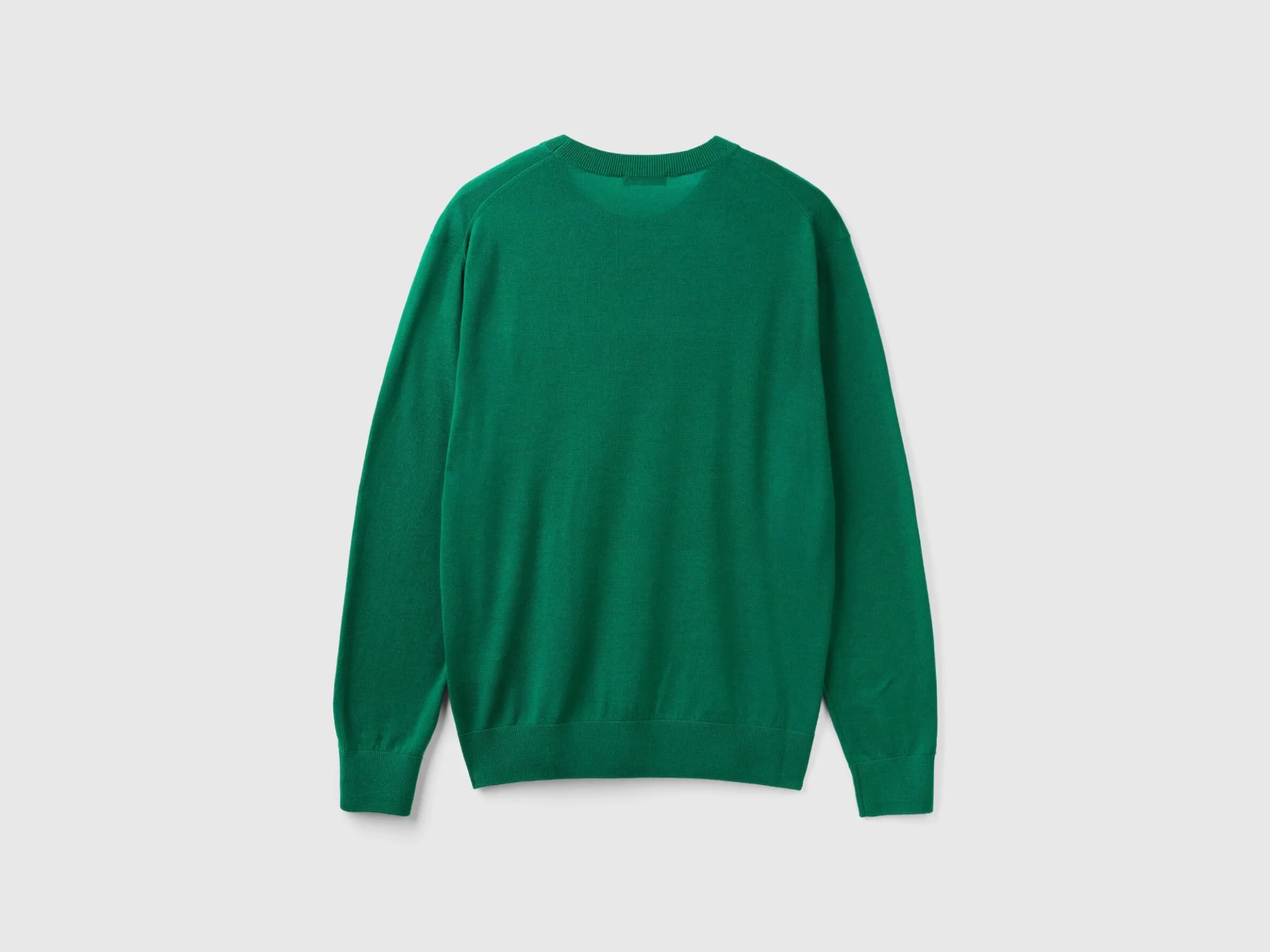 Green sweater in pure Merino wool