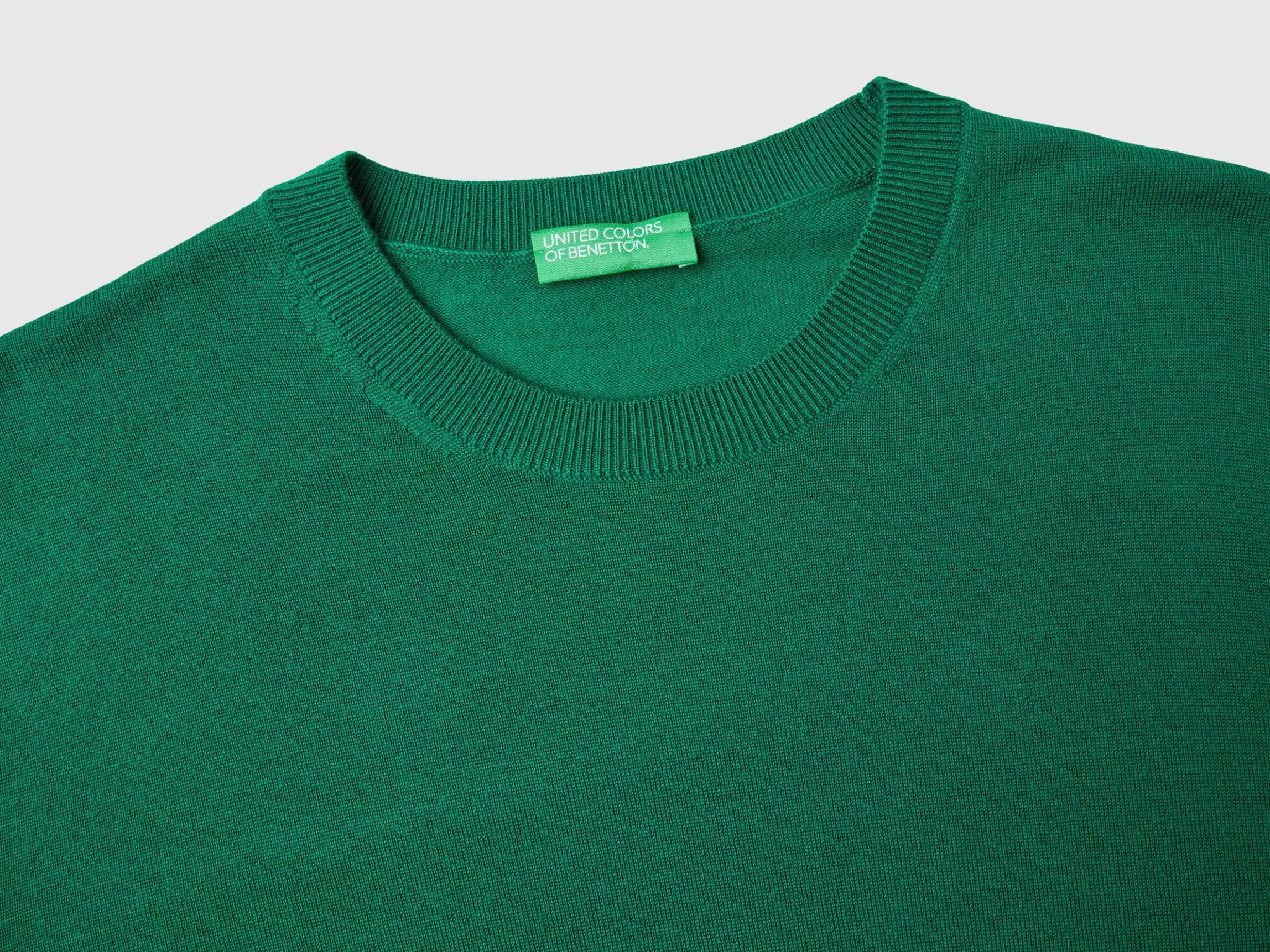 Green sweater in pure Merino wool