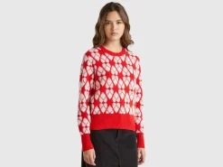 Heart sweater in recycled wool blend