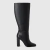 Heeled boots in imitation leather