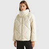 High collar puffer jacket in genuine recycled down