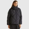 High collar puffer jacket in genuine recycled down