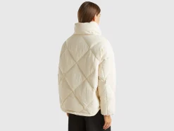 High collar puffer jacket in genuine recycled down