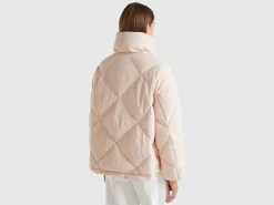 High collar puffer jacket in genuine recycled down