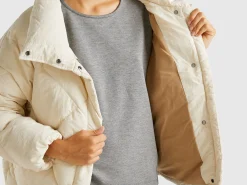 High collar puffer jacket in genuine recycled down