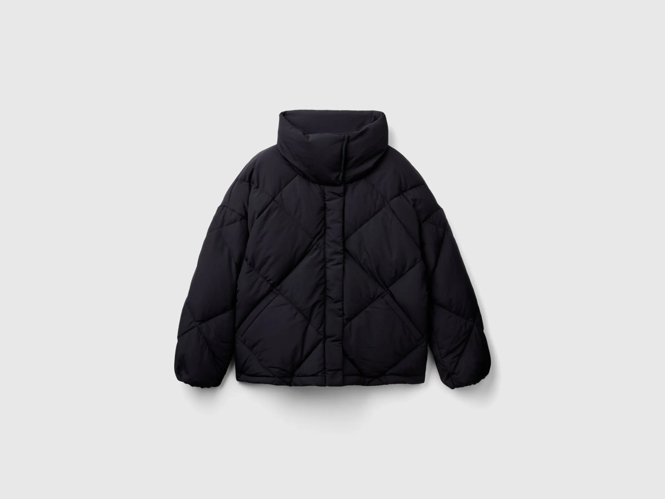 High collar puffer jacket in genuine recycled down