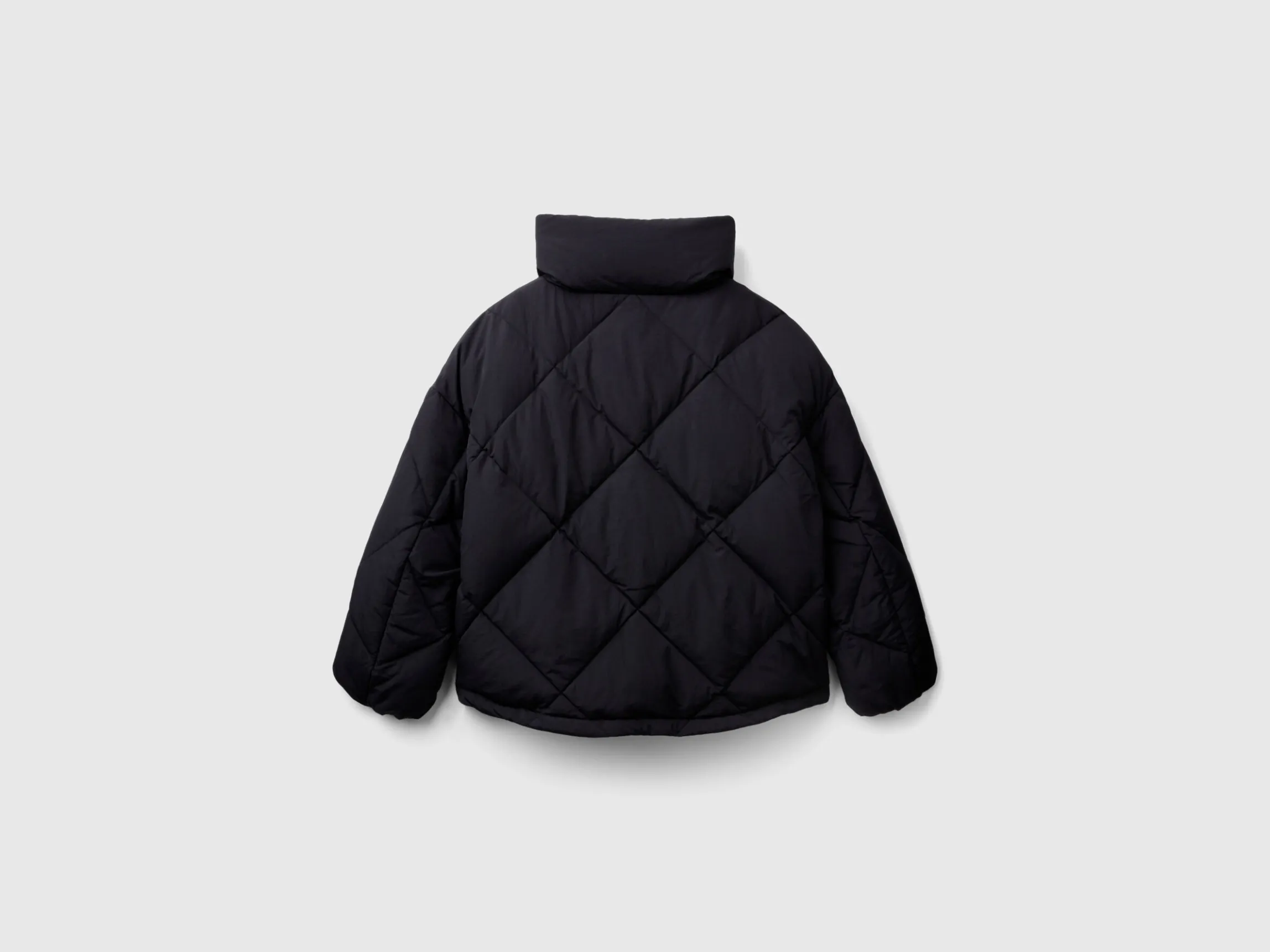 High collar puffer jacket in genuine recycled down