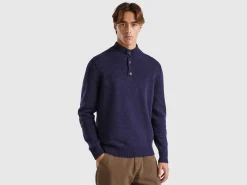 High neck sweater in pure Shetland wool
