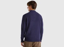 High neck sweater in pure Shetland wool