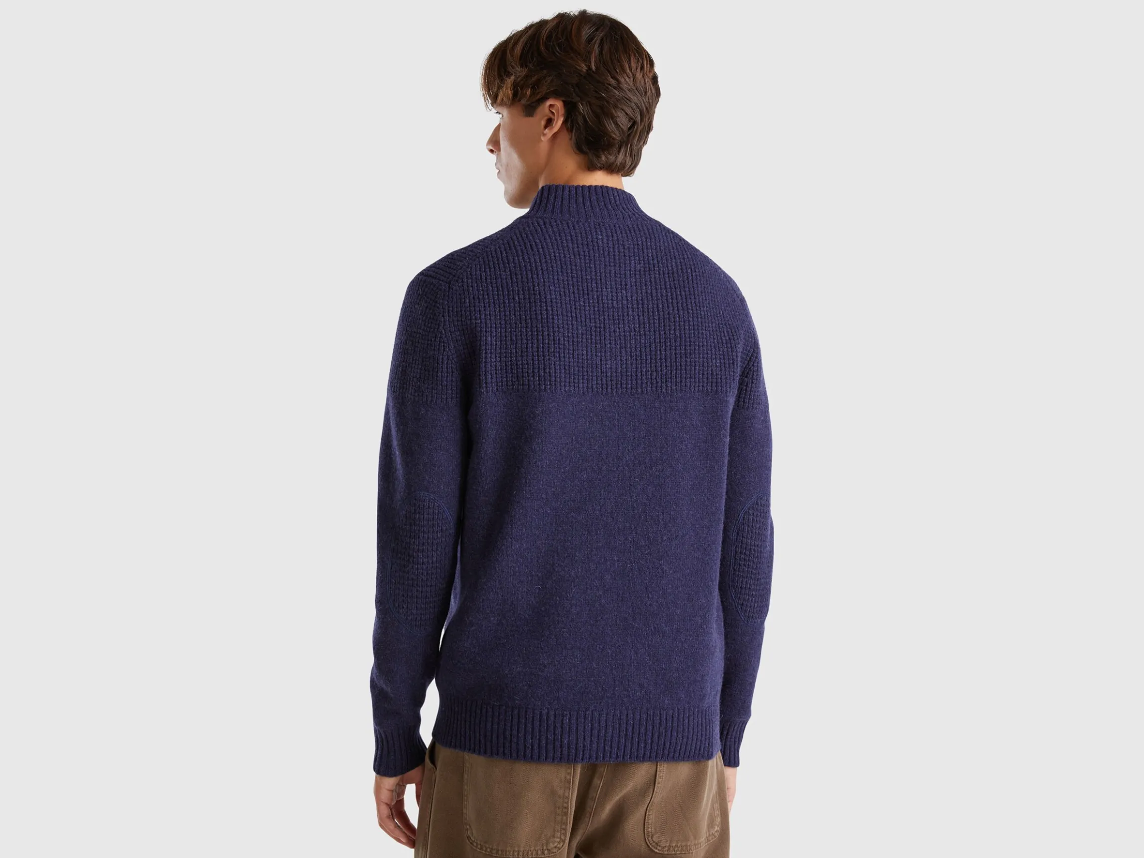 High neck sweater in pure Shetland wool