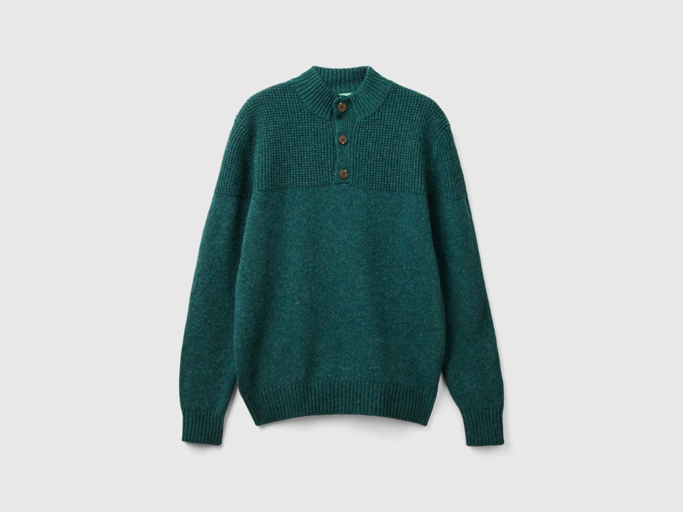 High neck sweater in pure Shetland wool