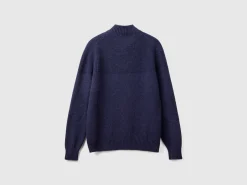 High neck sweater in pure Shetland wool