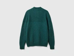 High neck sweater in pure Shetland wool