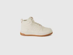 High-top sneakers in imitation leather and mesh