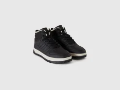 High-top sneakers in imitation leather and mesh