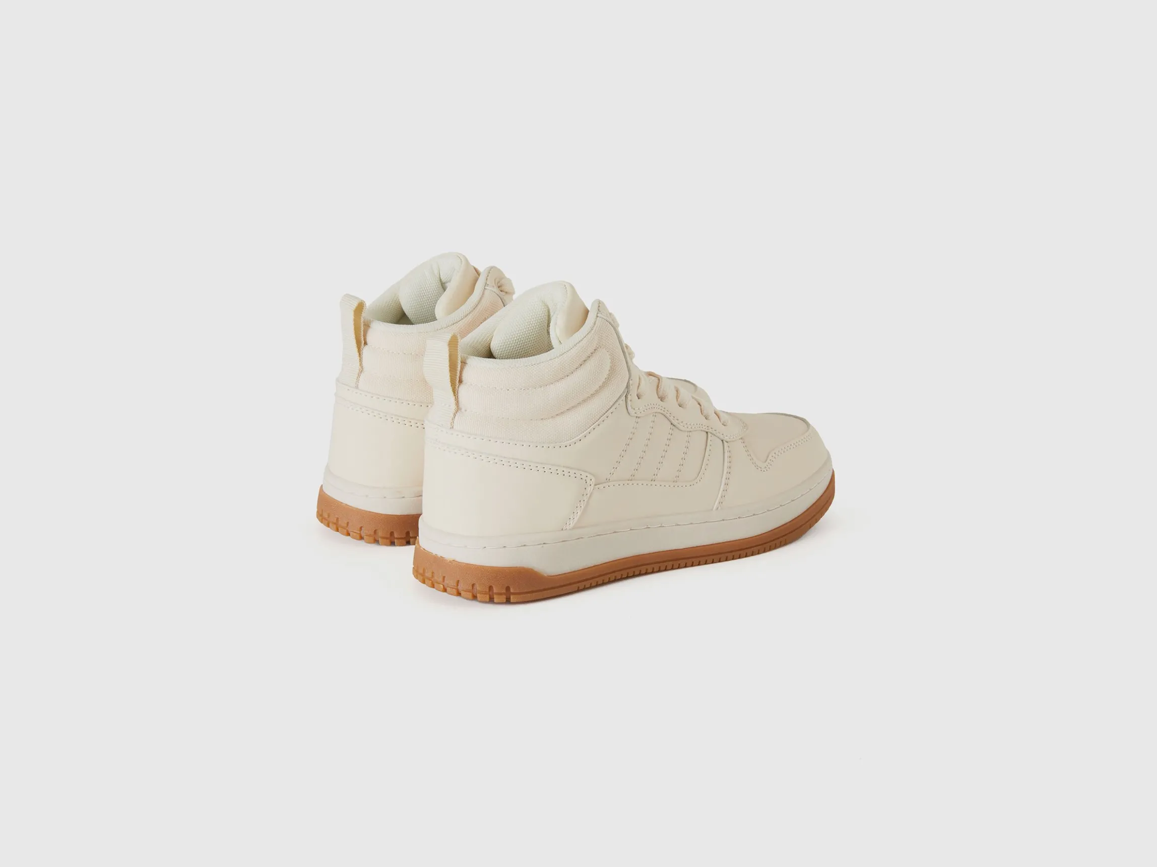 High-top sneakers in imitation leather and mesh