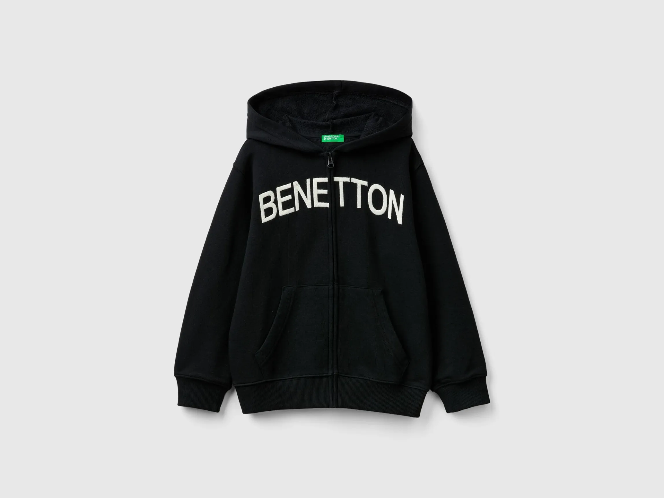 Hoodie with zip and embroidered logo