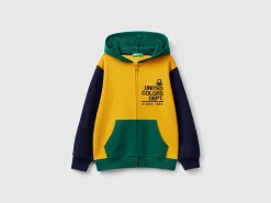 Hoodie with zip and embroidered logo